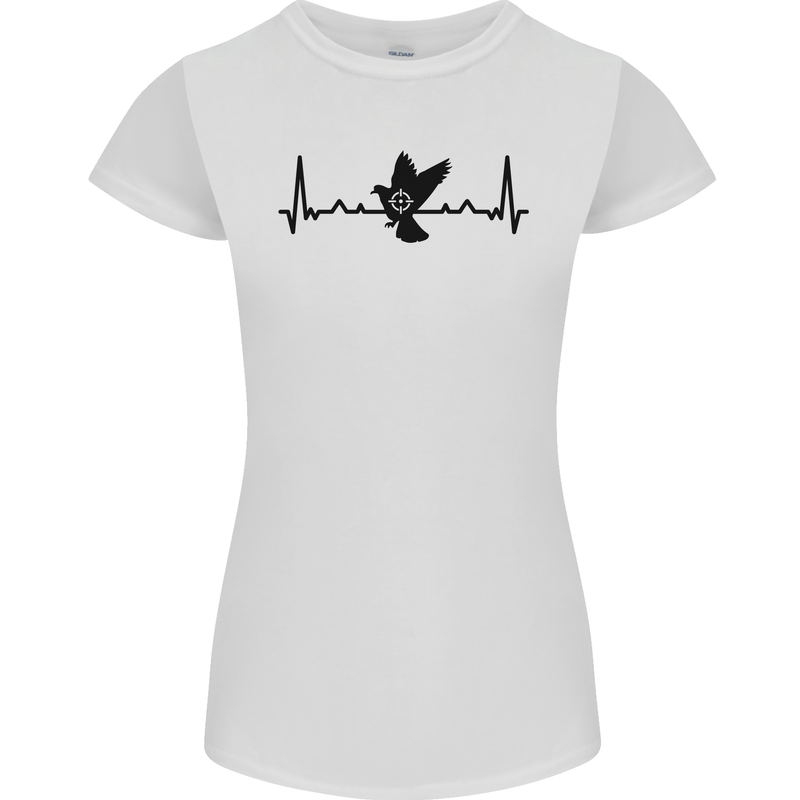 Pigeon Hunting Heart Beat ECG Hunter Womens Petite Cut T-Shirt White