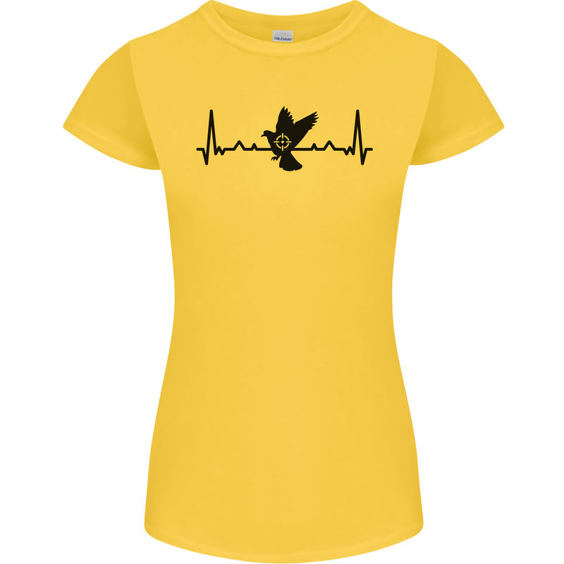 Pigeon Hunting Heart Beat ECG Hunter Womens Petite Cut T-Shirt Yellow