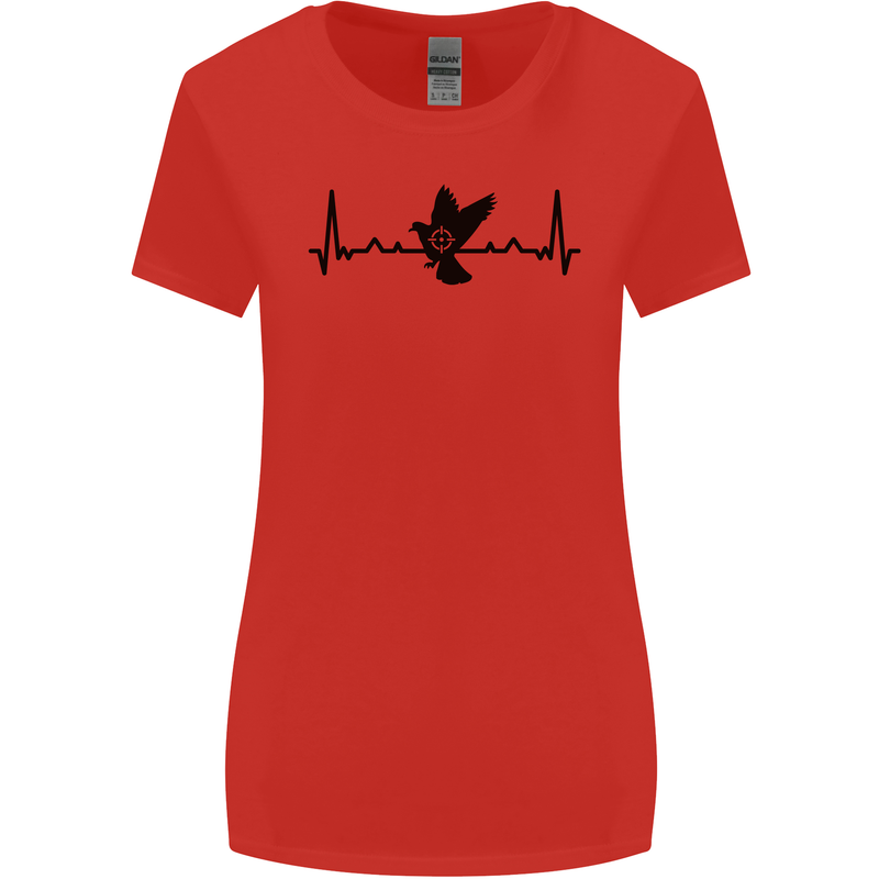 Pigeon Hunting Heart Beat ECG Hunter Womens Wider Cut T-Shirt Red