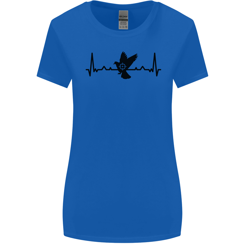 Pigeon Hunting Heart Beat ECG Hunter Womens Wider Cut T-Shirt Royal Blue