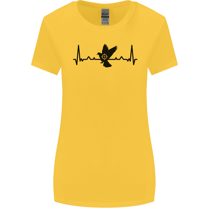 Pigeon Hunting Heart Beat ECG Hunter Womens Wider Cut T-Shirt Yellow