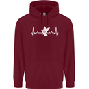 Pigeon Hunting Heart Beat Hunter ECG Childrens Kids Hoodie Maroon