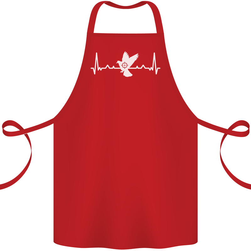 Pigeon Hunting Heart Beat Hunter ECG Cotton Apron 100% Organic Red