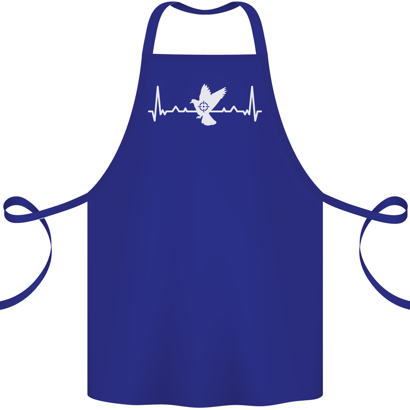 Pigeon Hunting Heart Beat Hunter ECG Cotton Apron 100% Organic Royal Blue