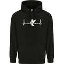 Pigeon Hunting Heart Beat Hunter ECG Mens 80% Cotton Hoodie Black