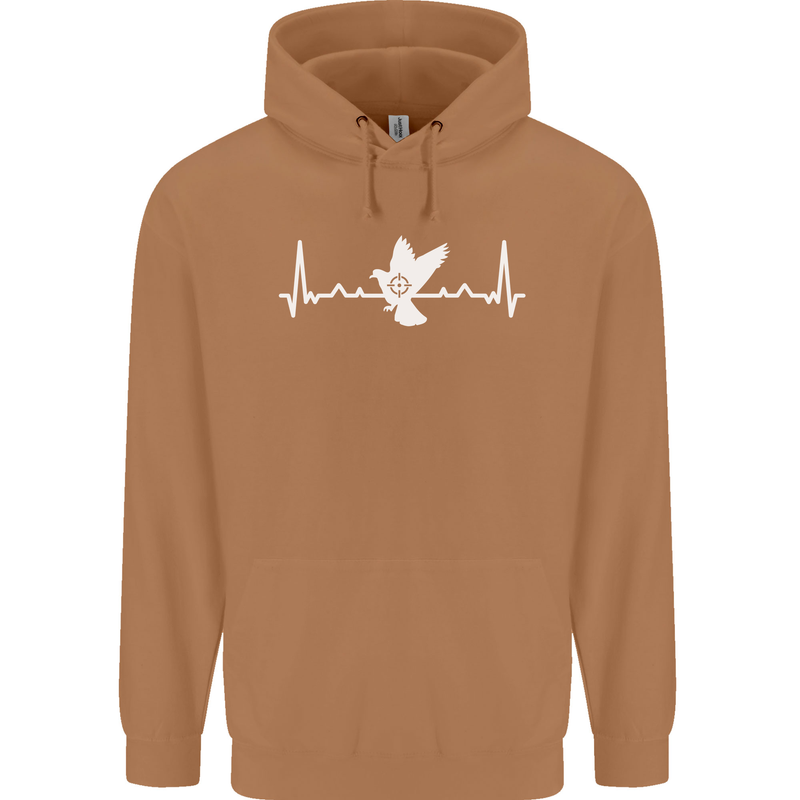 Pigeon Hunting Heart Beat Hunter ECG Mens 80% Cotton Hoodie Caramel Latte