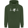 Pigeon Hunting Heart Beat Hunter ECG Mens 80% Cotton Hoodie Forest Green