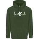 Pigeon Hunting Heart Beat Hunter ECG Mens 80% Cotton Hoodie Forest Green