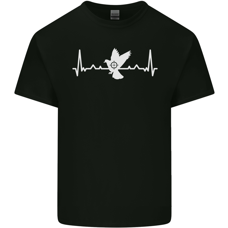 Pigeon Hunting Heart Beat Hunter ECG Mens Cotton T-Shirt Tee Top Black