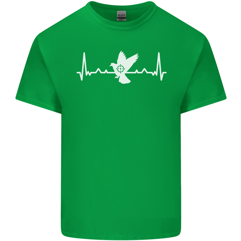 Pigeon Hunting Heart Beat Hunter ECG Mens Cotton T-Shirt Tee Top Irish Green