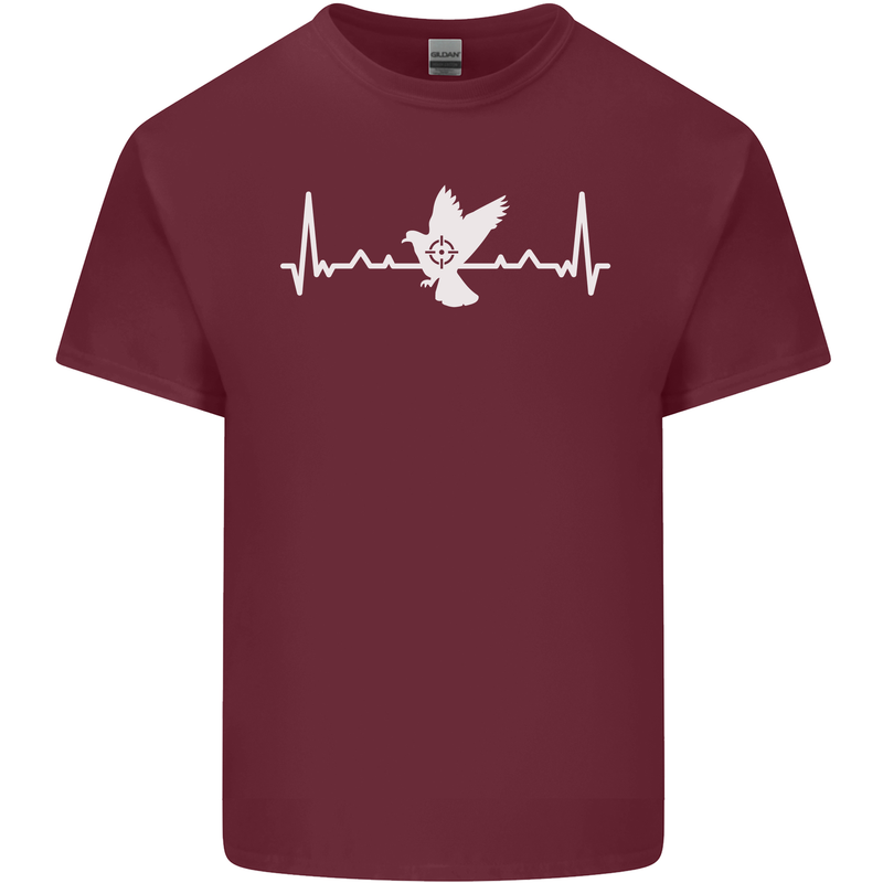 Pigeon Hunting Heart Beat Hunter ECG Mens Cotton T-Shirt Tee Top Maroon