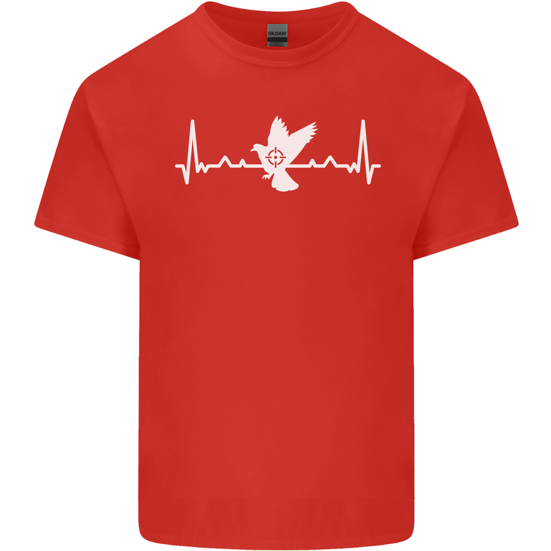 Pigeon Hunting Heart Beat Hunter ECG Mens Cotton T-Shirt Tee Top Red