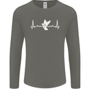 Pigeon Hunting Heart Beat Hunter ECG Mens Long Sleeve T-Shirt Charcoal
