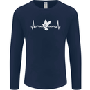 Pigeon Hunting Heart Beat Hunter ECG Mens Long Sleeve T-Shirt Navy Blue