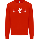Pigeon Hunting Heart Beat Hunter ECG Mens Sweatshirt Jumper Bright Red