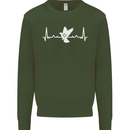 Pigeon Hunting Heart Beat Hunter ECG Mens Sweatshirt Jumper Forest Green