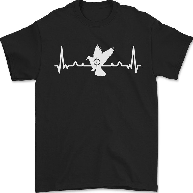 Pigeon Hunting Heart Beat Hunter ECG Mens T-Shirt 100% Cotton Black