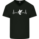 Pigeon Hunting Heart Beat Hunter ECG Mens V-Neck Cotton T-Shirt Black