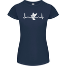Pigeon Hunting Heart Beat Hunter ECG Womens Petite Cut T-Shirt Navy Blue