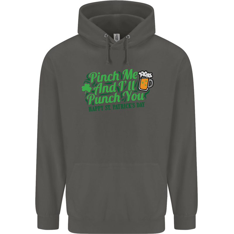 Pinch Me and I'll Punch You St Patricks Day Childrens Kids Hoodie Storm Grey