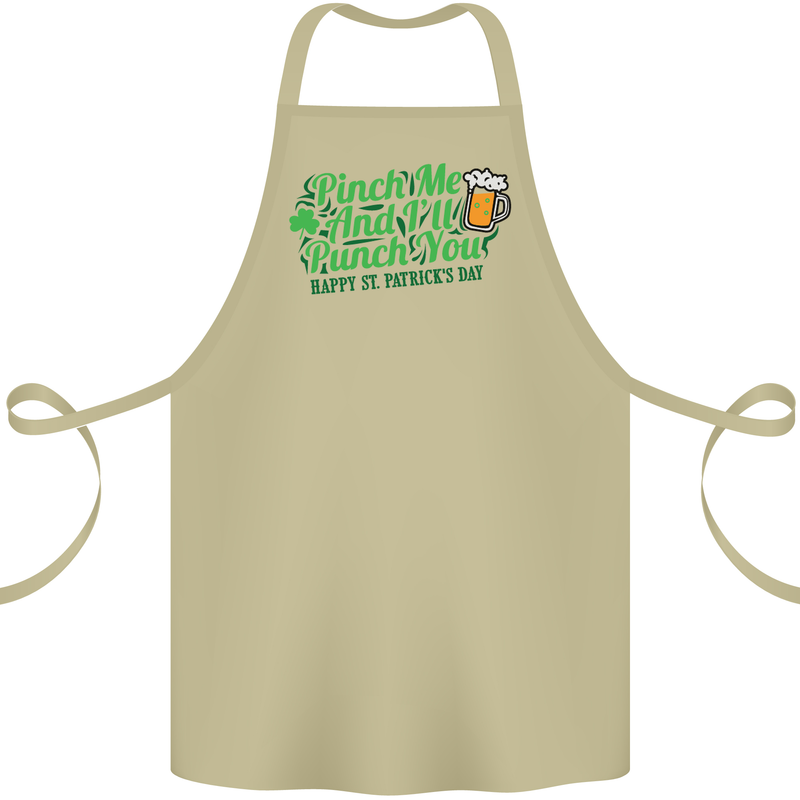 Pinch Me and I'll Punch You St Patricks Day Cotton Apron 100% Organic Khaki