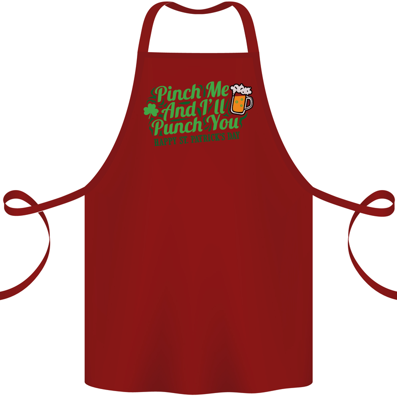 Pinch Me and I'll Punch You St Patricks Day Cotton Apron 100% Organic Maroon