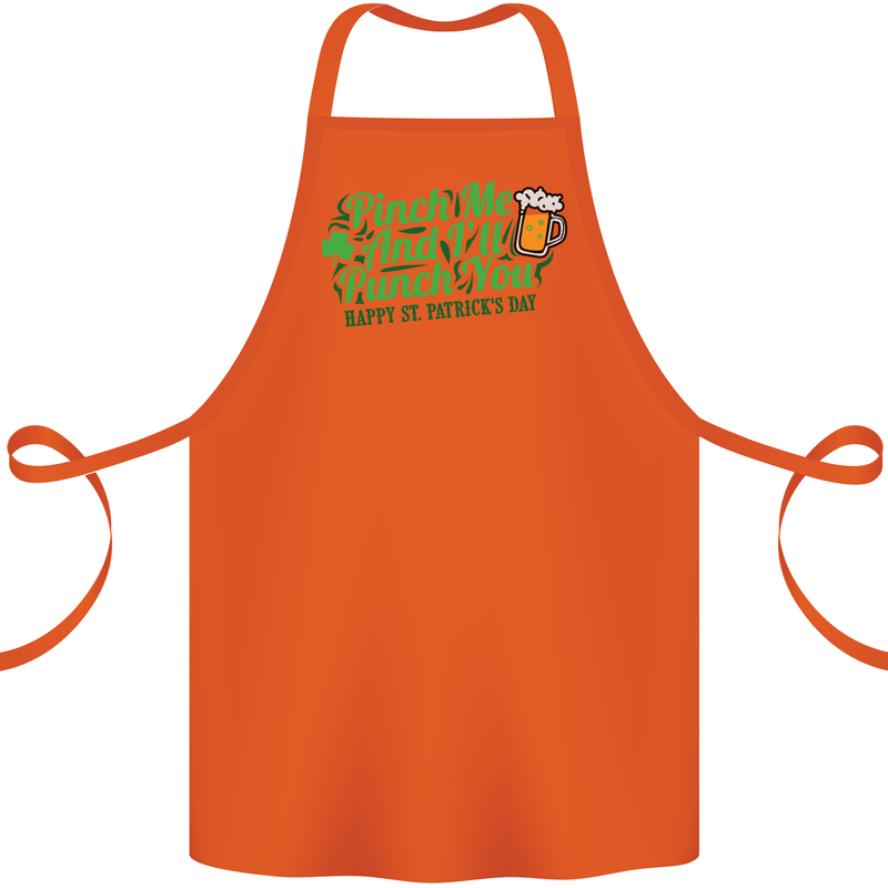 Pinch Me and I'll Punch You St Patricks Day Cotton Apron 100% Organic Orange