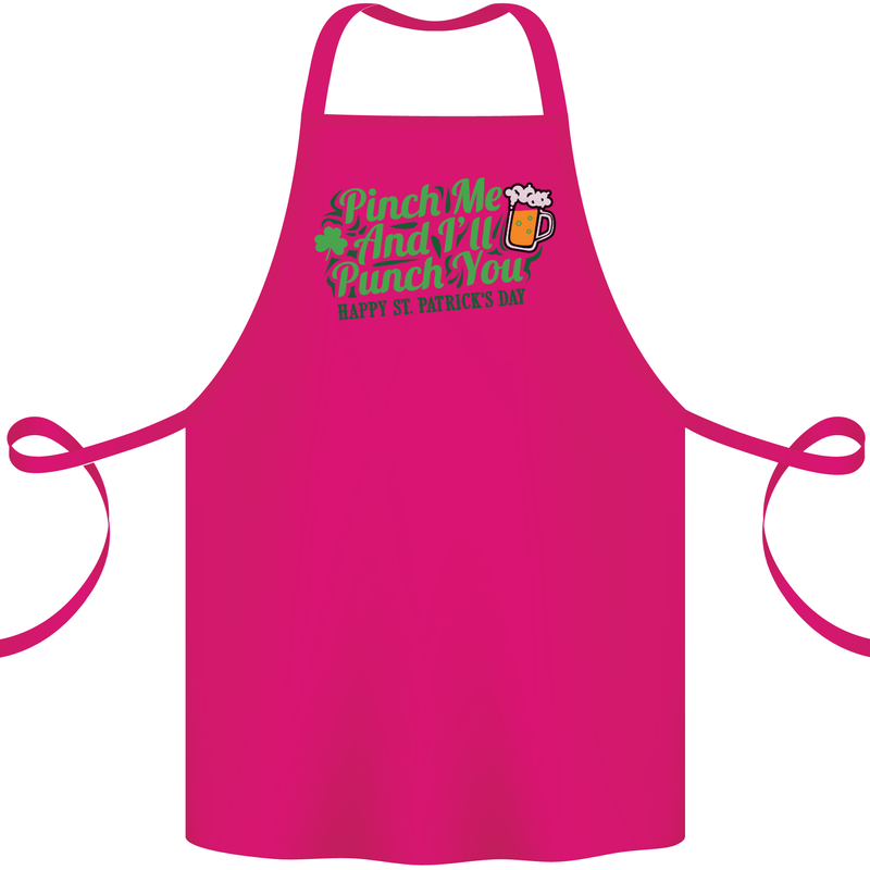 Pinch Me and I'll Punch You St Patricks Day Cotton Apron 100% Organic Pink
