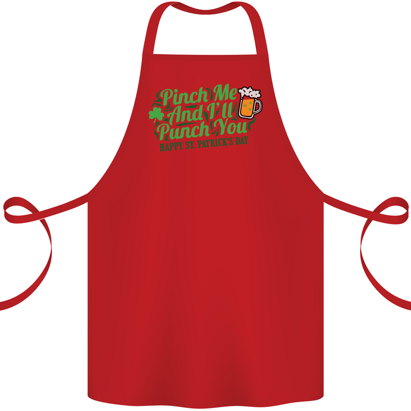 Pinch Me and I'll Punch You St Patricks Day Cotton Apron 100% Organic Red