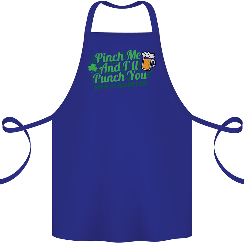 Pinch Me and I'll Punch You St Patricks Day Cotton Apron 100% Organic Royal Blue
