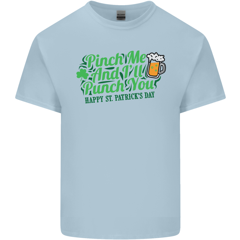 Pinch Me and I'll Punch You St Patricks Day Mens Cotton T-Shirt Tee Top Light Blue