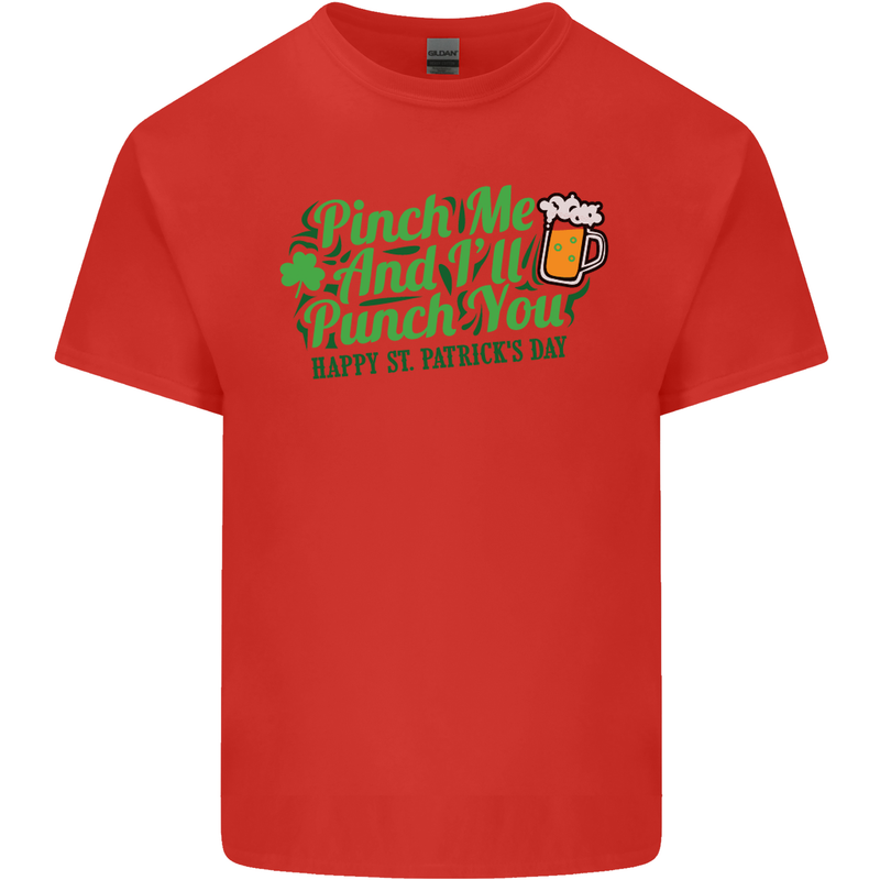 Pinch Me and I'll Punch You St Patricks Day Mens Cotton T-Shirt Tee Top Red