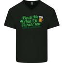 Pinch Me and I'll Punch You St Patricks Day Mens V-Neck Cotton T-Shirt Black