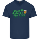 Pinch Me and I'll Punch You St Patricks Day Mens V-Neck Cotton T-Shirt Navy Blue