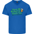 Pinch Me and I'll Punch You St Patricks Day Mens V-Neck Cotton T-Shirt Royal Blue