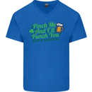 Pinch Me and I'll Punch You St Patricks Day Mens V-Neck Cotton T-Shirt Royal Blue