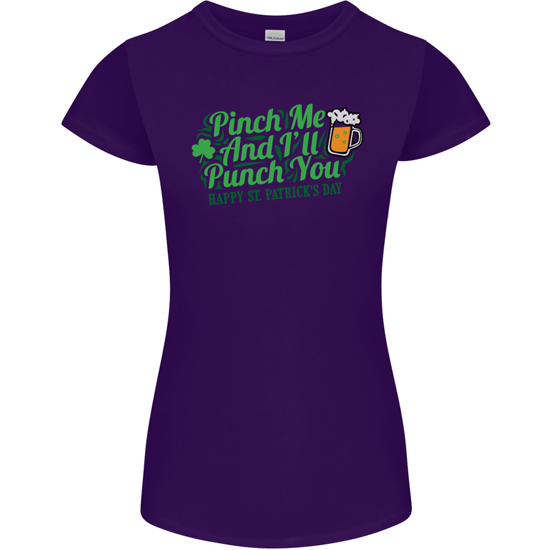 Pinch Me and I'll Punch You St Patricks Day Womens Petite Cut T-Shirt Purple