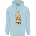 Pineapple Skull Gothic Biker Surfing Childrens Kids Hoodie Light Blue