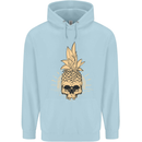 Pineapple Skull Gothic Biker Surfing Childrens Kids Hoodie Light Blue