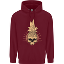 Pineapple Skull Gothic Biker Surfing Childrens Kids Hoodie Maroon