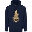 Pineapple Skull Gothic Biker Surfing Childrens Kids Hoodie Navy Blue