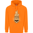 Pineapple Skull Gothic Biker Surfing Childrens Kids Hoodie Orange