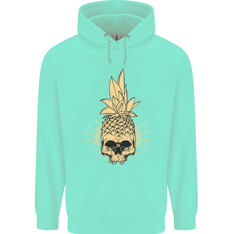 Pineapple Skull Gothic Biker Surfing Childrens Kids Hoodie Peppermint