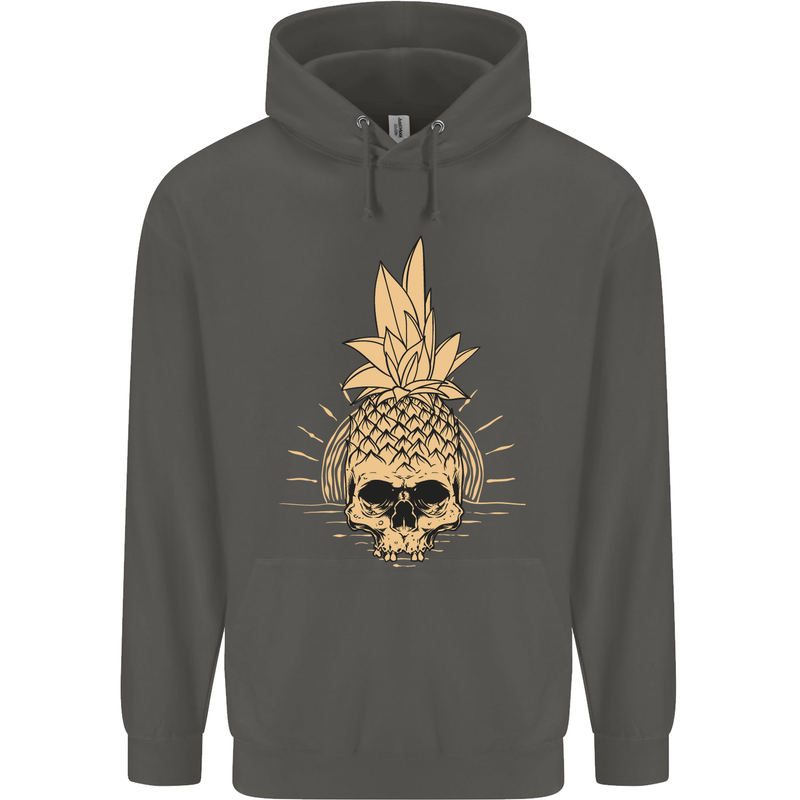 Pineapple Skull Gothic Biker Surfing Childrens Kids Hoodie Storm Grey