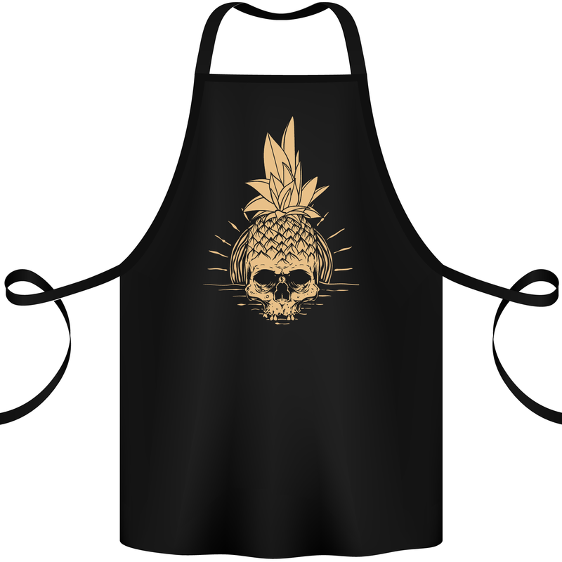 Pineapple Skull Gothic Biker Surfing Cotton Apron 100% Organic Black
