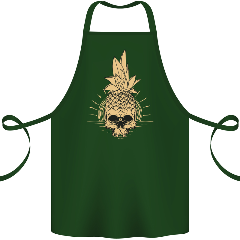 Pineapple Skull Gothic Biker Surfing Cotton Apron 100% Organic Forest Green