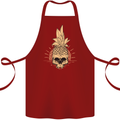 Pineapple Skull Gothic Biker Surfing Cotton Apron 100% Organic Maroon