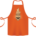 Pineapple Skull Gothic Biker Surfing Cotton Apron 100% Organic Orange