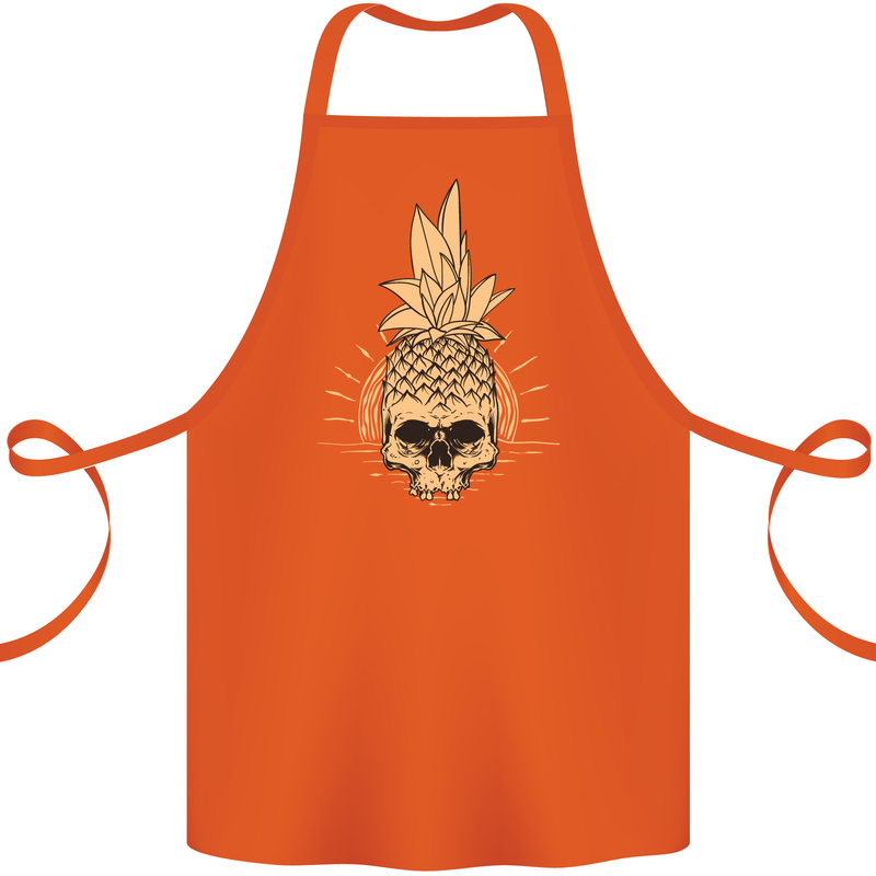 Pineapple Skull Gothic Biker Surfing Cotton Apron 100% Organic Orange