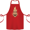 Pineapple Skull Gothic Biker Surfing Cotton Apron 100% Organic Red